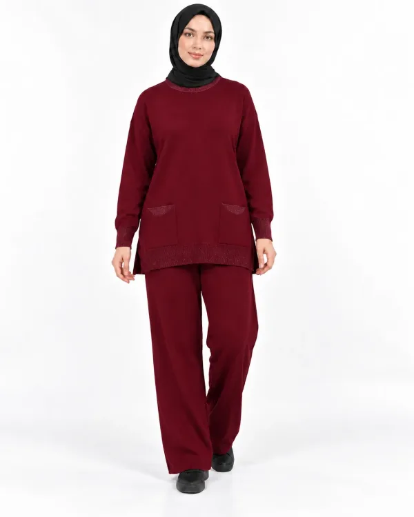 Ensemble Maille Tunique à Poches et Pantalon Large